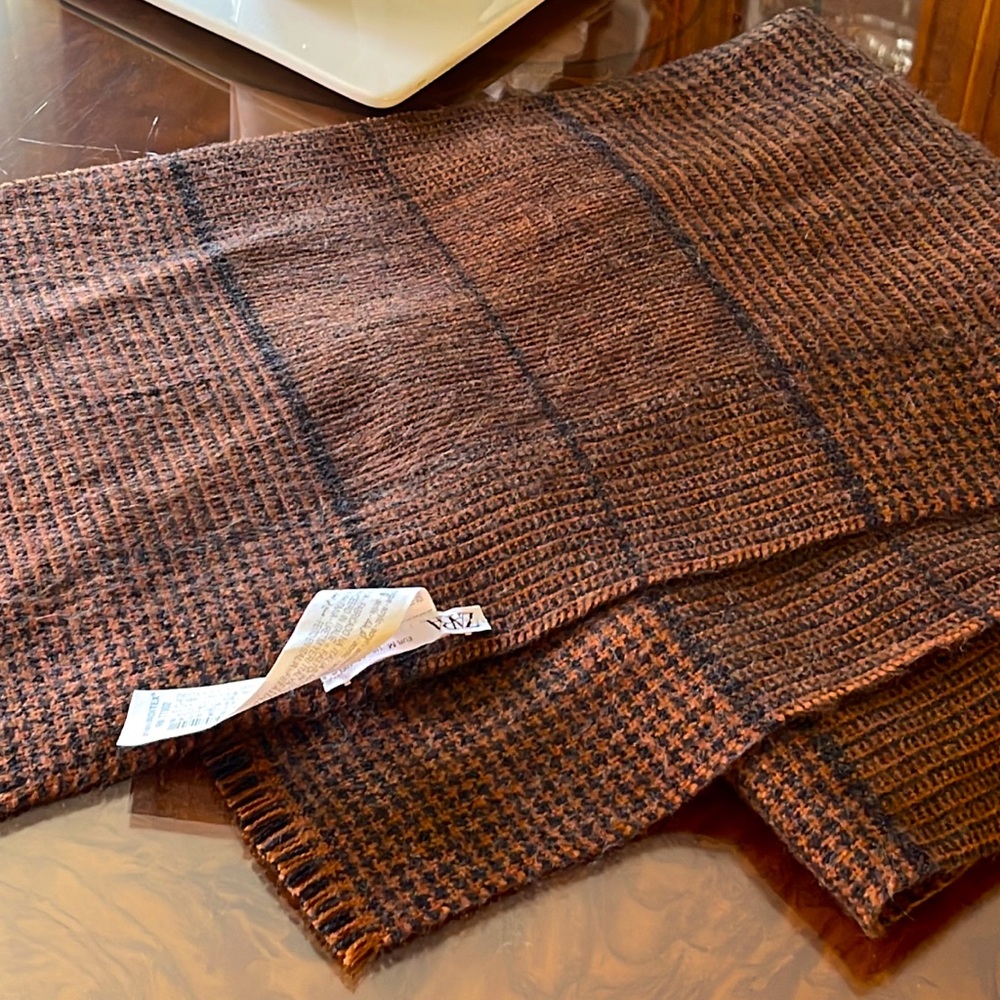 Preowned Zara mens houndstooth brown black scarf